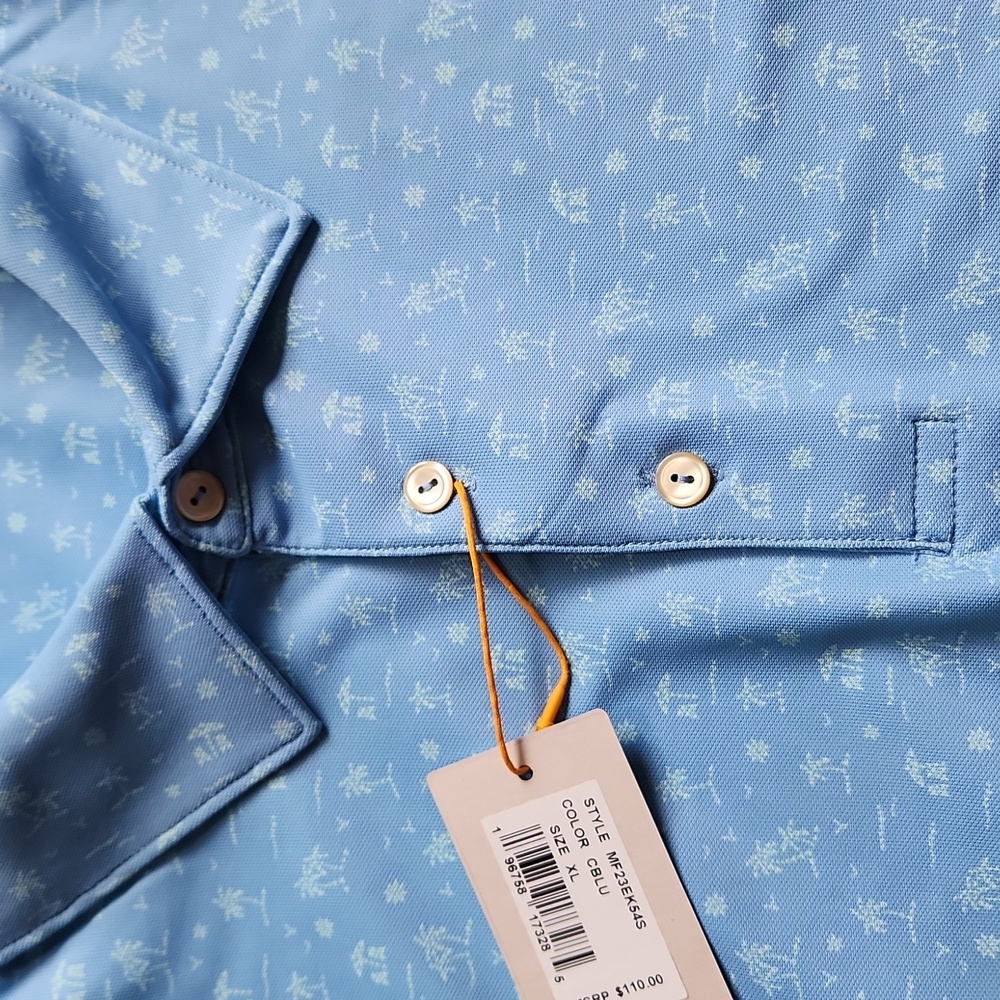 Peter Millar Shark Tooth Island Performance Mesh Polo in Cottage Blue - Picture 11 of 15